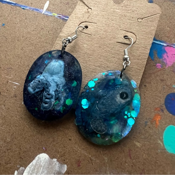 Sea Life Ocean Blue Earrings - Picture 7 of 8
